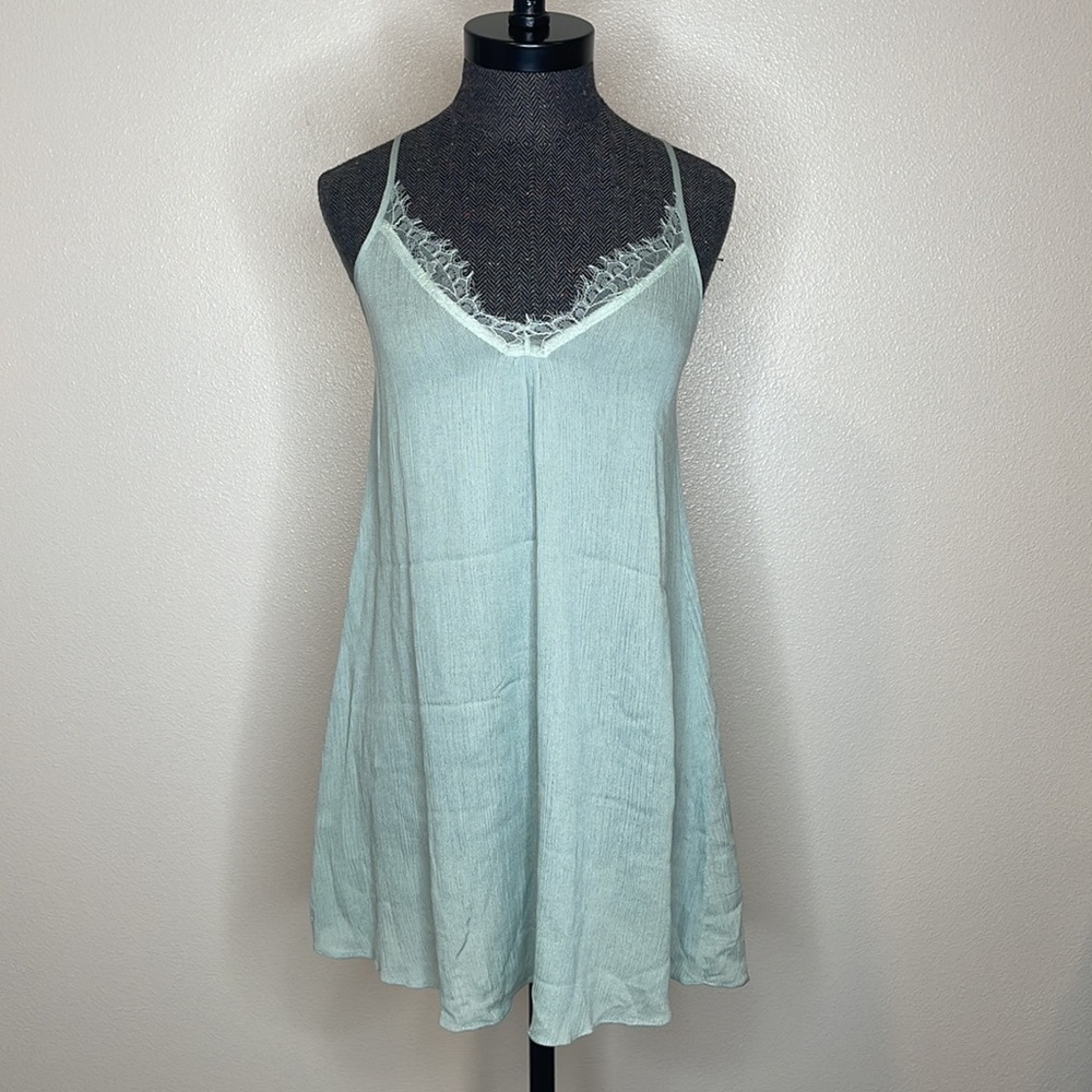 Kendall & Kylie Blue Lightweight Lace Trim Summer Mini Dress XS